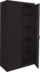 Sandusky Lee - 5 Shelf Locking Storage Cabinet - Steel, 36" Wide x 18" Deep x 72" High, Black - Exact Industrial Supply