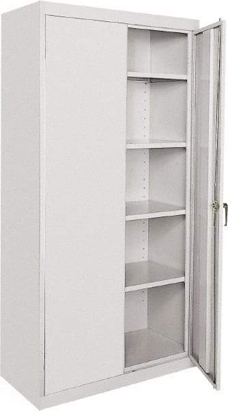Sandusky Lee - 5 Shelf Locking Storage Cabinet - Steel, 36" Wide x 24" Deep x 72" High, Gray - Exact Industrial Supply