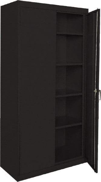 Sandusky Lee - 5 Shelf Locking Storage Cabinet - Steel, 36" Wide x 24" Deep x 72" High, Black - Exact Industrial Supply
