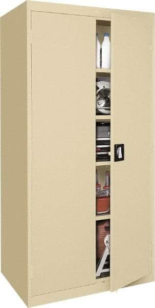 Sandusky Lee - 5 Shelf Locking Storage Cabinet - Steel, 36" Wide x 18" Deep x 72" High, Tan - Exact Industrial Supply