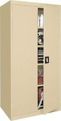 Sandusky Lee - 5 Shelf Locking Storage Cabinet - Steel, 36" Wide x 18" Deep x 72" High, Tan - Exact Industrial Supply