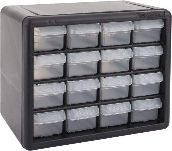 Akro-Mils - 16 Drawer, Small Parts Cabinet - 6-3/8" Deep x 10-9/16" Wide x 8-1/2" High - Exact Industrial Supply