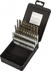 Drill Bit Set: Jobber Length Drill Bits, 60 Pc, 135 °, Cobalt Gold Finish, Split-Point, Straight Shank, Series R18CO
