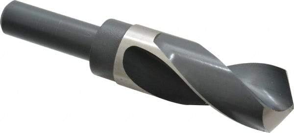 Precision Twist Drill - 1-9/32" Drill, 118° Point, High Speed Steel Silver Deming & Reduced Shank Drill Bit - Bright Finish, 6" OAL, Straight Shank, 3" Flute Length, Right Hand Cut, Standard Point, Spiral Flute, Regular Spiral - Exact Industrial Supply