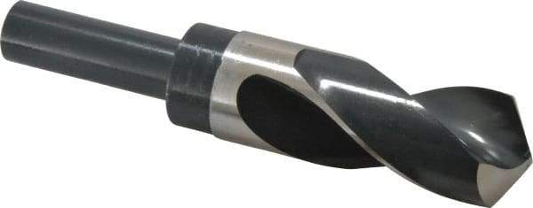 Precision Twist Drill - 1-5/16" Drill, 118° Point, High Speed Steel Silver Deming & Reduced Shank Drill Bit - Bright Finish, 6" OAL, Straight Shank, 3" Flute Length, Right Hand Cut, Standard Point, Spiral Flute, Regular Spiral - Exact Industrial Supply