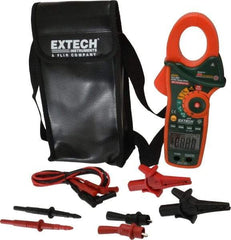 Extech - EX840, CAT IV, Digital True RMS Auto Ranging Clamp Meter with 1.7" Clamp On Jaws - 1000 VAC/VDC, 1000 AC/DC Amps, Measures Voltage, Capacitance, Continuity, Frequency, Resistance, Temperature - Exact Industrial Supply