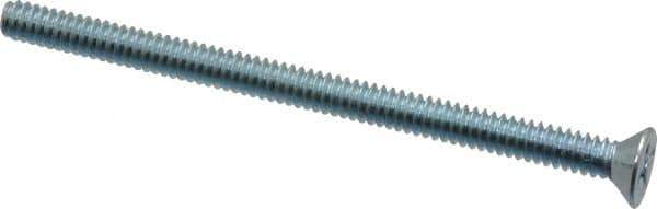 Value Collection - #10-24 UNC, 3" OAL Phillips Drive Machine Screw - Flat Head, Grade 2 Steel, Zinc-Plated Finish, Without Washer - Exact Industrial Supply