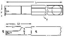 NIKCOLE MINI-SYSTEMS - Internal Thread, 1-1/4" Max Depth of Cut, 6" OAL, Left Hand Indexable Grooving Cutoff Toolholder - 1-1/4" Shank Width, GIE Insert Style, THI Toolholder Style, Series Mini-Systems - Exact Industrial Supply