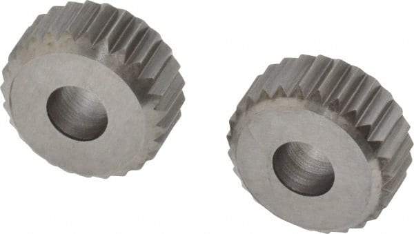 Made in USA - 5/8" Diam, 90° Tooth Angle, 14 TPI, Beveled Face, Form Type High Speed Steel Straight Knurl Wheel - 3/16" Face Width, 7/32" Hole, Circular Pitch, Series GR - Exact Industrial Supply
