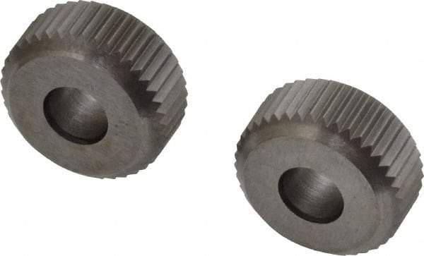Made in USA - 5/8" Diam, 90° Tooth Angle, 21 TPI, Beveled Face, Form Type High Speed Steel Straight Knurl Wheel - 3/16" Face Width, 7/32" Hole, Circular Pitch, Series GR - Exact Industrial Supply