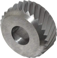 Made in USA - 5/16 Inch Face Width, 5/8 Inch Diameter, High Speed Steel Knurl Wheel Set - 7/32 Inch Hole Diameter, Beveled Face Knurl, Left and Right Hand Diagonal Pattern, Form, GR Series - Exact Industrial Supply