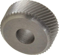 Made in USA - 3/8 Inch Face Width, 3/4 Inch Diameter, High Speed Steel Knurl Wheel Set - 1/4 Inch Hole Diameter, Beveled Face Knurl, Left and Right Hand Diagonal Pattern, Form, KP Series - Exact Industrial Supply