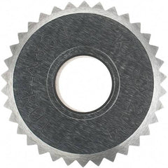 Made in USA - 3/4" Diam, 90° Tooth Angle, 14 TPI, Beveled Face, Form Type Cobalt Straight Knurl Wheel - 3/8" Face Width, 1/4" Hole, Circular Pitch - Exact Industrial Supply
