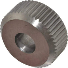 Made in USA - 3/4" Diam, 90° Tooth Angle, 21 TPI, Beveled Face, Form Type Cobalt Straight Knurl Wheel - 1/4" Face Width, 1/4" Hole, Circular Pitch - Exact Industrial Supply