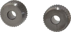 Made in USA - 1/4 Inch Face Width, 3/4 Inch Diameter, Cobalt Knurl Wheel Set - 1/4 Inch Hole Diameter, Beveled Face Knurl, Left and Right Hand Diagonal Pattern, Form - Exact Industrial Supply