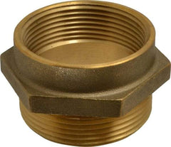 EVER-TITE Coupling Products - 2-1/2 FNPT x 2-1/2 MNST Hydrant Hex Nipple - Brass - Exact Industrial Supply