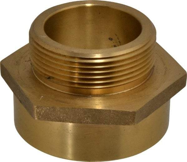 EVER-TITE Coupling Products - 3 FNPT x 2-1/2 MNST Hydrant Hex Nipple - Brass - Exact Industrial Supply