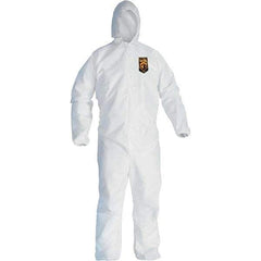 KleenGuard - Size L Film Laminate Chemical Resistant Coveralls - White, Zipper Closure, Elastic Cuffs, Elastic Ankles - Exact Industrial Supply