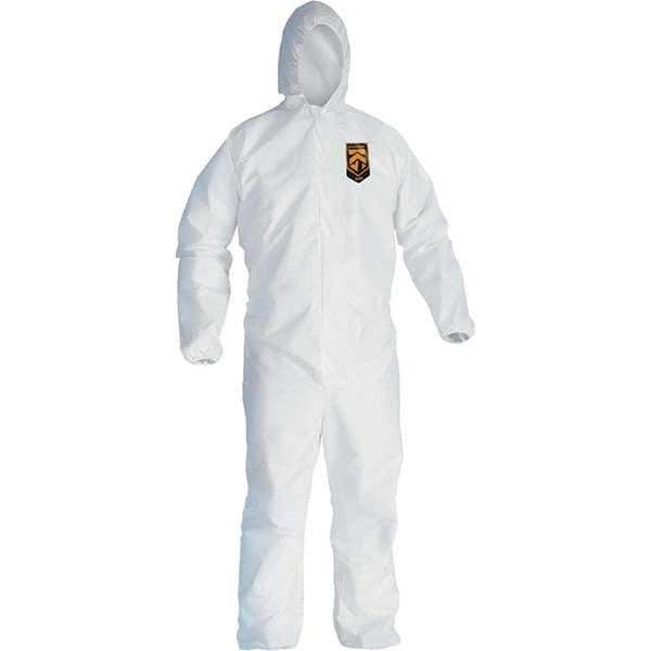 KleenGuard - Size 2XL Film Laminate Chemical Resistant Coveralls - White, Zipper Closure, Elastic Cuffs, Elastic Ankles - Exact Industrial Supply