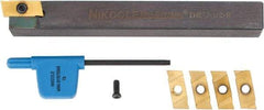 NIKCOLE MINI-SYSTEMS - 0.035" Min Groove Width, Right Hand Indexable Grooving Cutoff Toolholder - 1/2" Shank Height x 1/2" Shank Width, THE-7-1/2 R-L Toolholder Style, Series Mini-Systems - Exact Industrial Supply