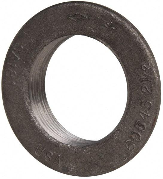 Made in USA - 2-1/2" Pipe, 4-1/4" Diam x 1/4" Thick, Tank Flange without Pilot - For Threaded Pipe, 1" Overall Height, 3-1/2" Bottom Diam, 3-7/32" Top Diam, Carbon Steel - Exact Industrial Supply