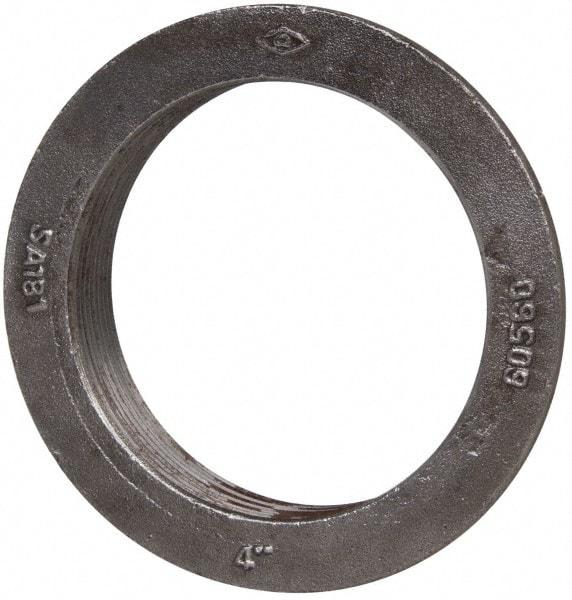 Made in USA - 4" Pipe, 5-3/4" Diam x 5/16" Thick, Tank Flange without Pilot - For Threaded Pipe, 1-7/32" Overall Height, 5-1/8" Bottom Diam, 4-13/16" Top Diam, Carbon Steel - Exact Industrial Supply