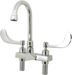 Speakman - Wrist Blade Handle, Centerset Bathroom Faucet - Two Handle, Internal Drain, Gooseneck Spout - Exact Industrial Supply