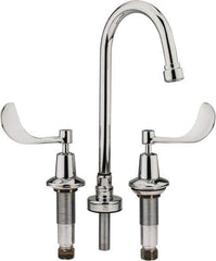 Speakman - Wrist Blade Handle, Wide Spread Bathroom Faucet - Two Handle, No Drain, Gooseneck Spout - Exact Industrial Supply