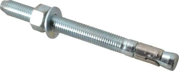 Powers Fasteners - 3/4" Diam, 3/4" Drill, 8-1/2" OAL, 2-3/4" Min Embedment Wedge Expansion Concrete Anchor - Stainless Steel (Clip)/Steel (Body), Zinc-Plated Finish, Hex Nut Head, Hex Drive, 6-1/4" Thread Length - Exact Industrial Supply