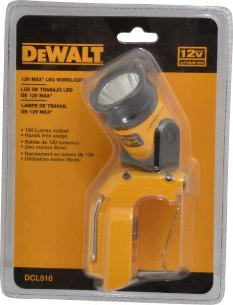 DeWALT - 12 Volts, 130 Lumens, Cordless Work Light - Yellow/Black, 12V Lithium-Ion - Exact Industrial Supply