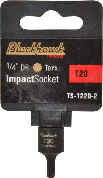 Blackhawk by Proto - 1/4" Drive, T20 Impact Torx Bit Socket - 1-3/16" OAL - Exact Industrial Supply
