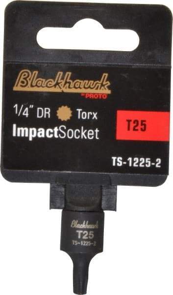 Blackhawk by Proto - 1/4" Drive, T25 Impact Torx Bit Socket - 1-3/16" OAL - Exact Industrial Supply