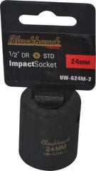 Blackhawk by Proto - 1/2" Drive 24mm Standard Impact Socket - 6 Points, 1-5/8" OAL - Exact Industrial Supply
