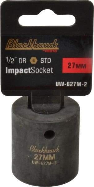 Blackhawk by Proto - 1/2" Drive 27mm Standard Impact Socket - 6 Points, 2" OAL - Exact Industrial Supply