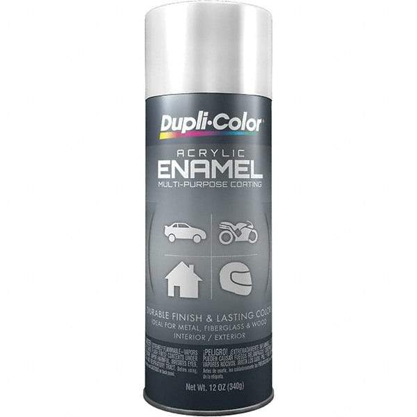 Dupli-Color - White, Gloss, Acrylic Enamel Spray Paint - 12 to 14 Sq Ft per Can, 12 oz Container - Exact Industrial Supply