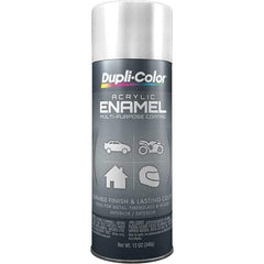 Dupli-Color - White, Gloss, Acrylic Enamel Spray Paint - 12 to 14 Sq Ft per Can, 12 oz Container - Exact Industrial Supply