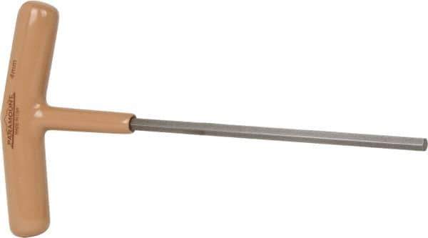 Paramount - 4mm Hex, T-Handle Cushion Grip, Hex Key - 6" OAL, Steel, Metric System of Measurement - Exact Industrial Supply