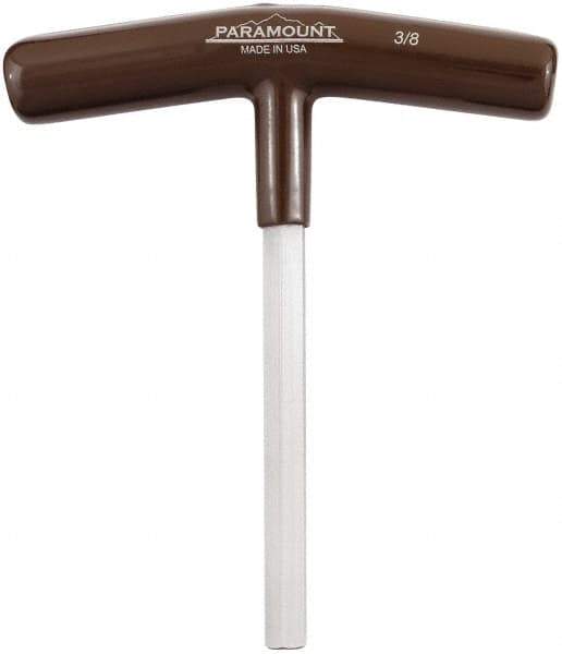 Paramount - 3/8" Hex, T-Handle Cushion Grip, Hex Key - 6" OAL, Steel, Inch System of Measurement - Exact Industrial Supply