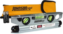 Johnson Level & Tool - 1 Beam 100' Max Range Torpedo Laser Level - Red Beam, 1/8" at 50' Accuracy, 7-1/2" Long x 2" Wide x 3/4" High, Battery Included - Exact Industrial Supply