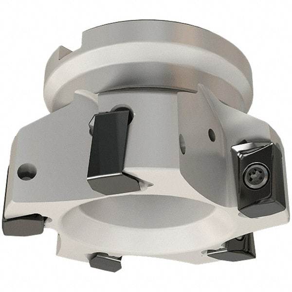 Iscar - 5 Inserts, 80mm Cut Diam, 27mm Arbor Diam, 16.3mm Max Depth of Cut, Indexable Square-Shoulder Face Mill - 0/90° Lead Angle, 50mm High, H490 AN.X 17 Insert Compatibility, Through Coolant, Series Helido - Exact Industrial Supply