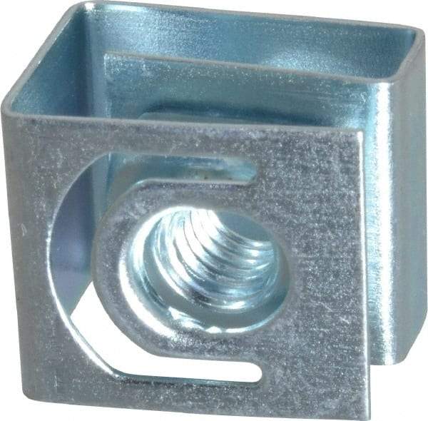 Made in USA - #10-32 Screw, 0.069 to 0.079" Thick, Spring Steel G Nut Retainer - 19/64" Center Edge, Zinc-Plated Finish - Exact Industrial Supply