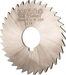 Made in USA - 3-1/2" Diam x 3/32" Blade Thickness x 1" Arbor Hole Diam, 34 Tooth Slitting and Slotting Saw - Arbor Connection, Right Hand, Uncoated, High Speed Steel, Concave Ground, Contains Keyway - Exact Industrial Supply