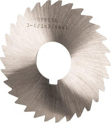 Made in USA - 3-1/2" Diam x 3/64" Blade Thickness x 1" Arbor Hole Diam, 34 Tooth Slitting and Slotting Saw - Arbor Connection, Right Hand, Uncoated, High Speed Steel, Concave Ground, Contains Keyway - Exact Industrial Supply