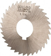 Made in USA - 3" Diam x 1/64" Blade Thickness x 1" Arbor Hole Diam, 34 Tooth Slitting and Slotting Saw - Arbor Connection, Right Hand, Uncoated, High Speed Steel, Concave Ground, Contains Keyway - Exact Industrial Supply