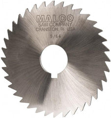 Made in USA - 4" Diam x 5/64" Blade Thickness x 1" Arbor Hole Diam, 36 Tooth Slitting and Slotting Saw - Arbor Connection, Right Hand, Uncoated, High Speed Steel, Concave Ground, Contains Keyway - Exact Industrial Supply