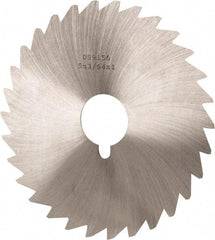 Made in USA - 5" Diam x 3/64" Blade Thickness x 1" Arbor Hole Diam, 40 Tooth Slitting and Slotting Saw - Arbor Connection, Right Hand, Uncoated, High Speed Steel, Concave Ground, Contains Keyway - Exact Industrial Supply