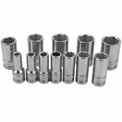 SK - 1/4" Drive Semi-Deep Socket Set - 5 to 15mm, Metric Measurement Standard - Exact Industrial Supply