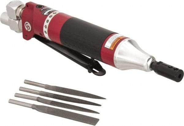Chicago Pneumatic - 6 CFM Air Consumption, 7/32 Inch Long Stroke Flat, Half Round, Round and Triangular Air Files - 12,000 Blow per Minute, 1/4 Inch Inlet - Exact Industrial Supply