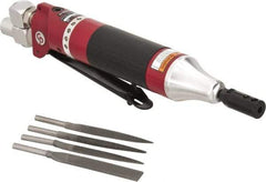 Chicago Pneumatic - 6 CFM Air Consumption, 7/32 Inch Long Stroke Flat, Half Round, Round and Triangular Air Files - 12,000 Blow per Minute, 1/4 Inch Inlet - Exact Industrial Supply
