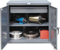 Strong Hold - 1 Shelf 1 Bin Locking Storage Cabinet - Steel, 24" Wide x 20" Deep x 36" High, Dark Gray - Exact Industrial Supply